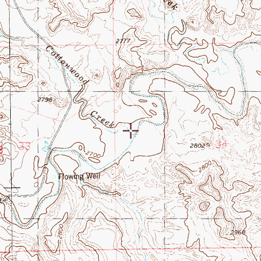 Topographic Map of Cottonwood Creek, ND