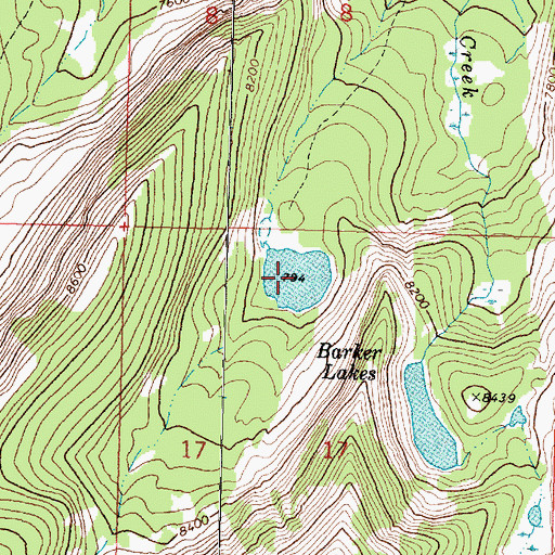 Topographic Map of Barker Lakes, MT