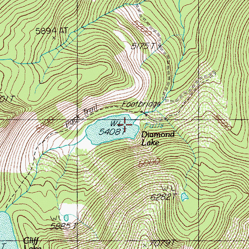 Topographic Map of Diamond Lake Recreation Site, MT
