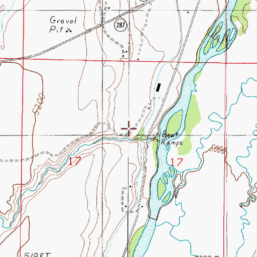 Topographic Map of Burnt Tree Fishing Access Site, MT