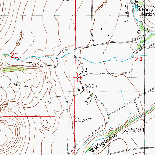 Topographic Map of Foster Ranch, MT