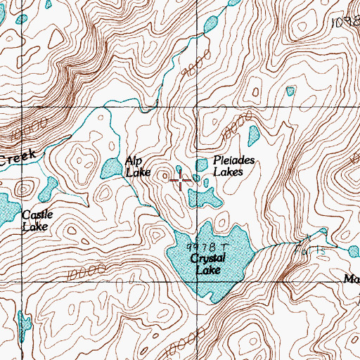 Topographic Map of Pleiades Lakes, MT