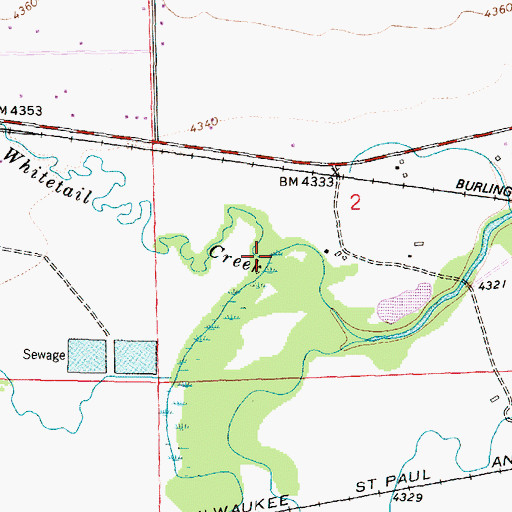 Topographic Map of Whitetail Deer Creek, MT