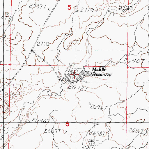 Topographic Map of Middle Reservoir, MT