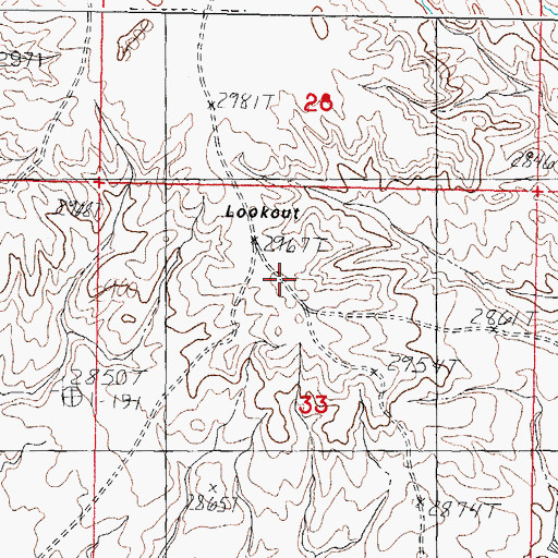 Topographic Map of Lookout, MT
