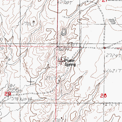 Topographic Map of Potter Spring, MT