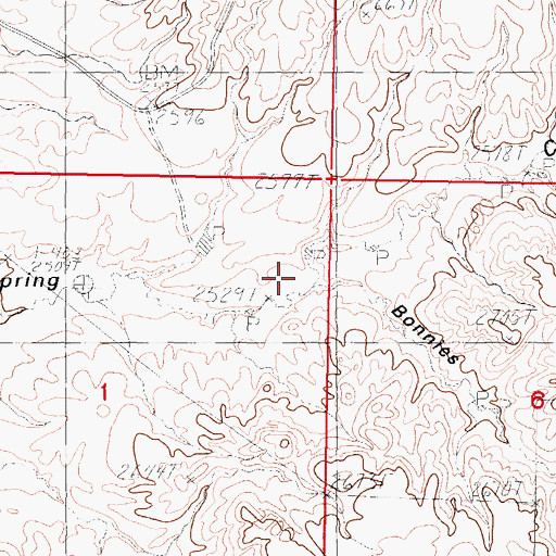 Topographic Map of Bonnies Coulee, MT