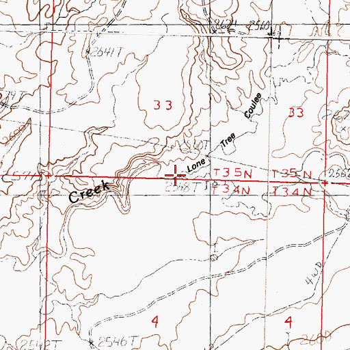 Topographic Map of Lone Tree Coulee, MT