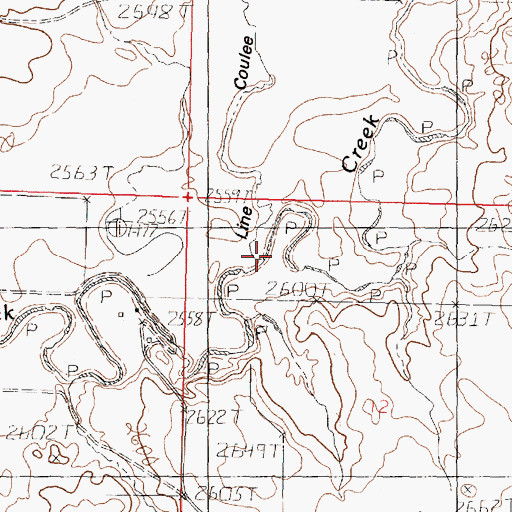 Topographic Map of Line Coulee, MT
