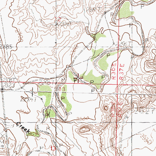 Topographic Map of Burnett Creek, MT