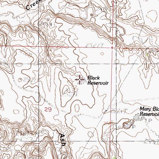 Topographic Map of Black Reservoir, MT