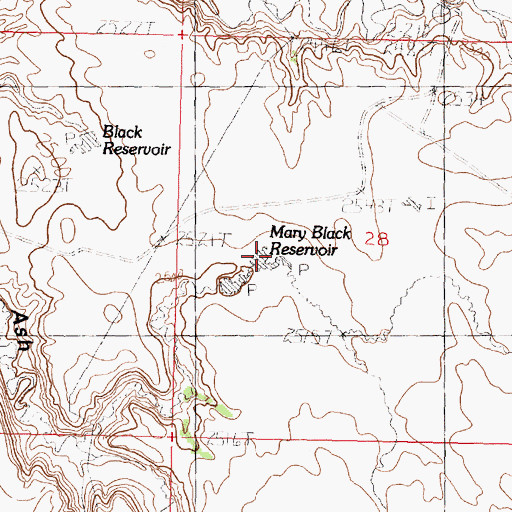 Topographic Map of Mary Black Reservoir, MT