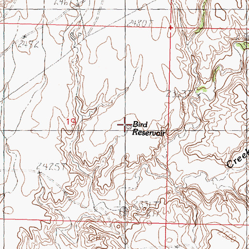 Topographic Map of Bird Reservoir, MT