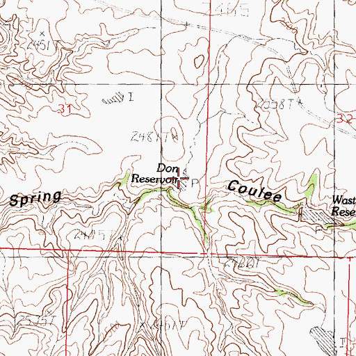Topographic Map of Don Reservoir, MT
