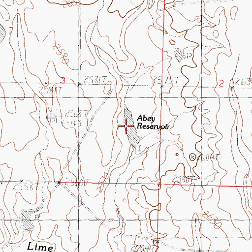 Topographic Map of Abey Reservoir, MT