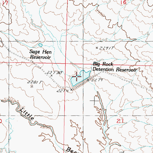 Topographic Map of Big Rock Detention Reservoir, MT