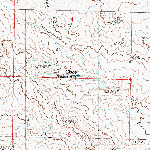 Topographic Map of Cisco Reservoir, MT