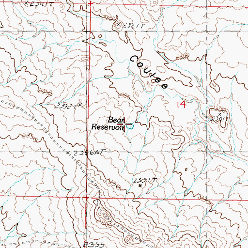 Topographic Map of Bean Reservoir, MT