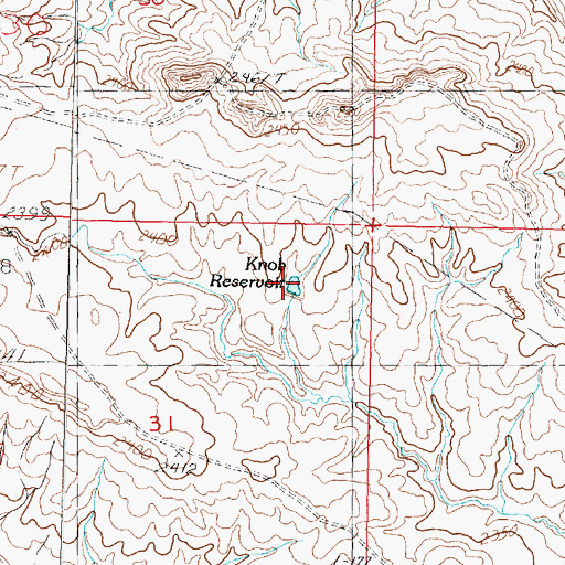 Topographic Map of Knob Reservoir, MT
