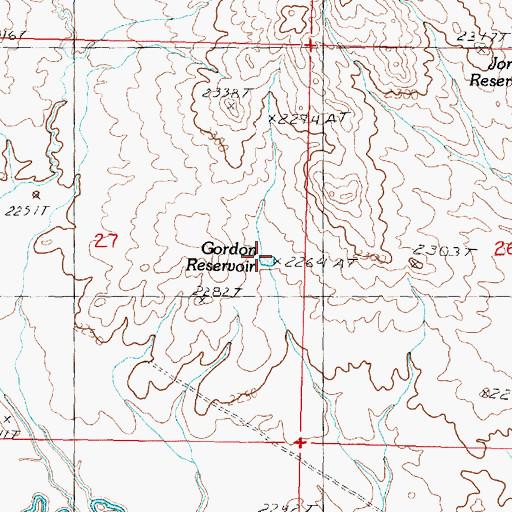 Topographic Map of Gordon Reservoir, MT