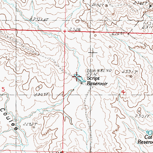 Topographic Map of Script Reservoir, MT