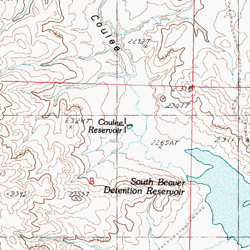 Topographic Map of Coulee Reservoir, MT