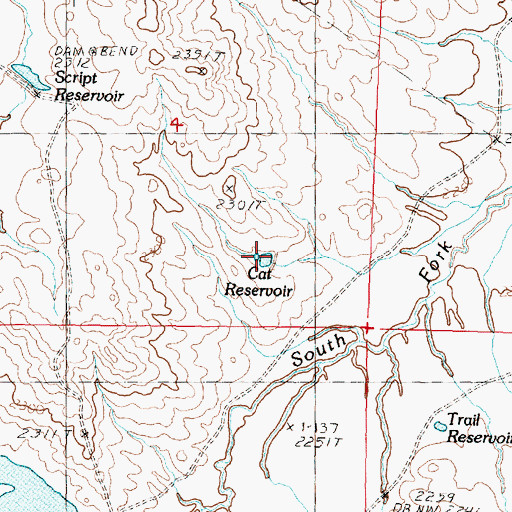 Topographic Map of Cat Reservoir, MT