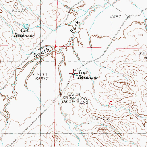 Topographic Map of Trail Reservoir, MT