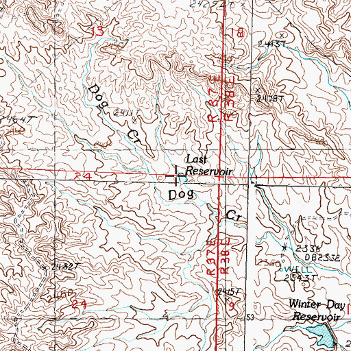 Topographic Map of Last Reservoir, MT
