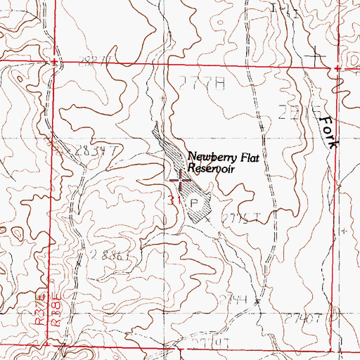 Topographic Map of Newberry Flat Reservoir, MT