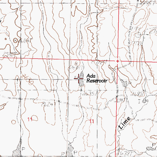 Topographic Map of Ada Reservoir, MT