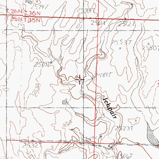 Topographic Map of Upper Ichpair Creek, MT