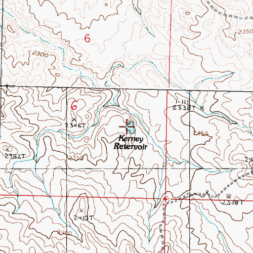 Topographic Map of Kerney Reservoir, MT