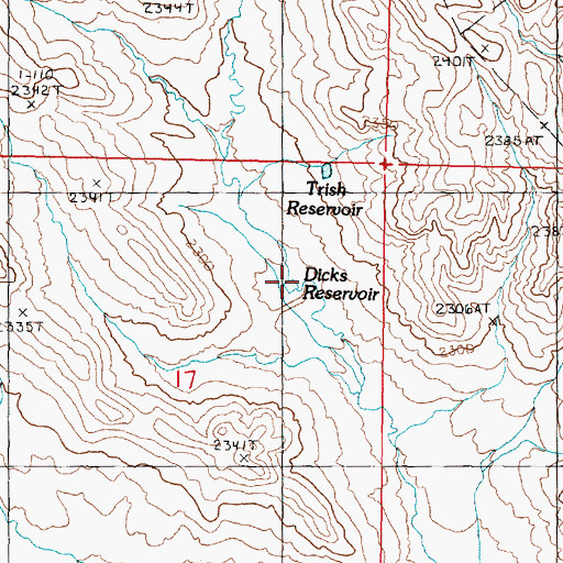 Topographic Map of Dicks Reservoir, MT