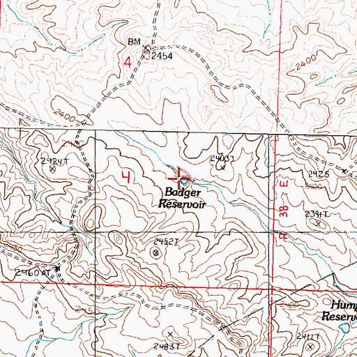 Topographic Map of Badger Reservoir, MT