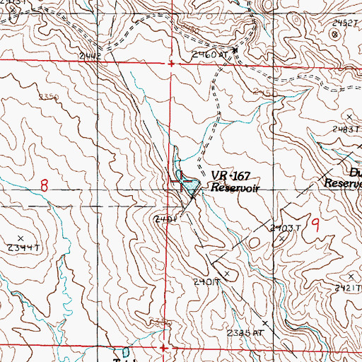 Topographic Map of VR-167 Reservoir, MT