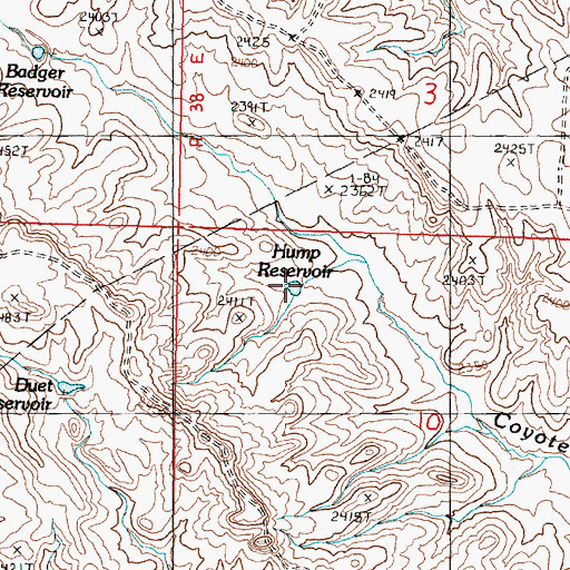 Topographic Map of Hump Reservoir, MT