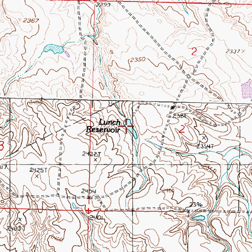 Topographic Map of Lunch Reservoir, MT