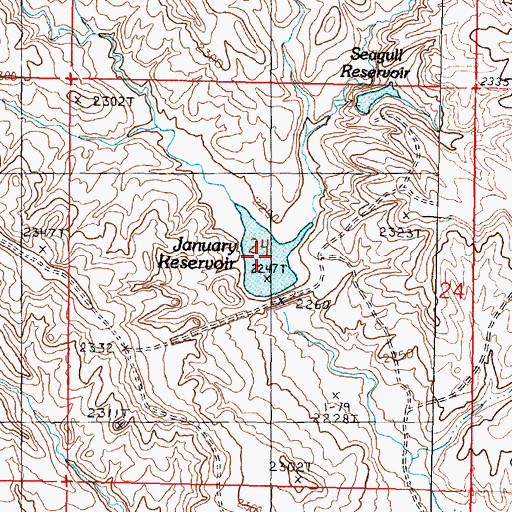 Topographic Map of January Reservoir, MT