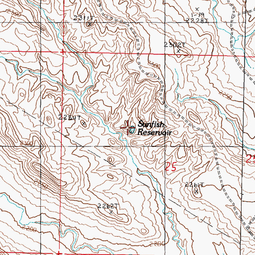 Topographic Map of Sunfish Reservoir, MT
