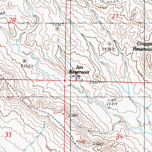 Topographic Map of Jan Reservoir, MT