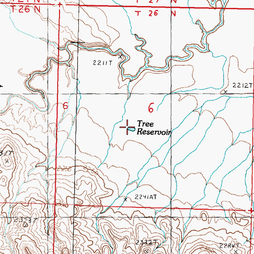 Topographic Map of Tree Reservoir, MT