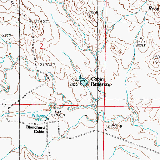 Topographic Map of Cabin Reservoir, MT