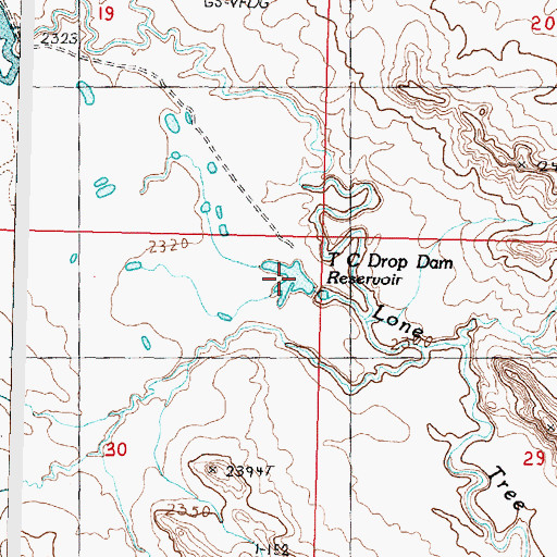 Topographic Map of T C Drop Dam Reservoir, MT