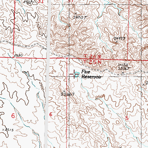 Topographic Map of Five Reservoir, MT