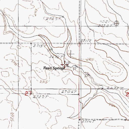 Topographic Map of Reed Springs, MT