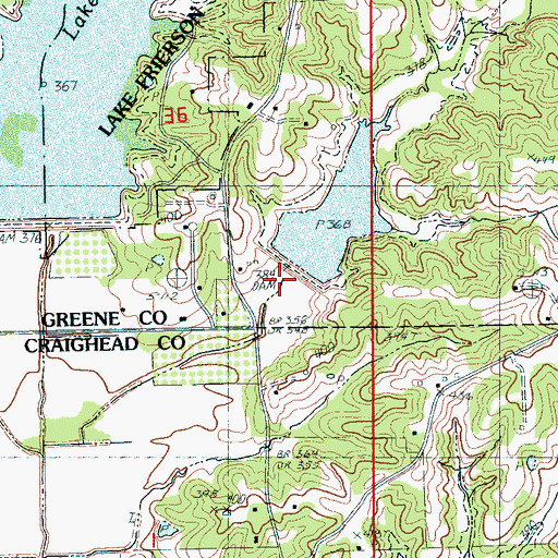 Topographic Map of Big Creek Site Three Dam, AR