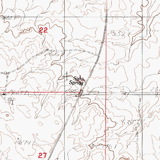 Topographic Map of Sims Spring, MT