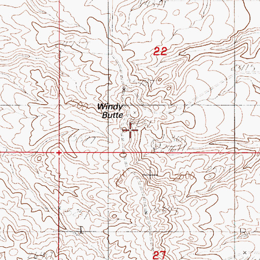Topographic Map of Windy Butte, MT