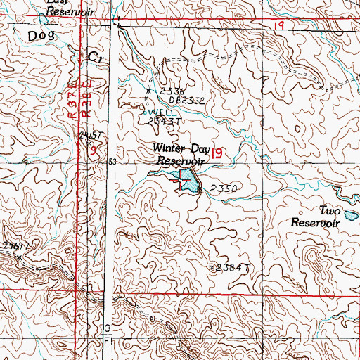 Topographic Map of Winter Day Reservoir, MT